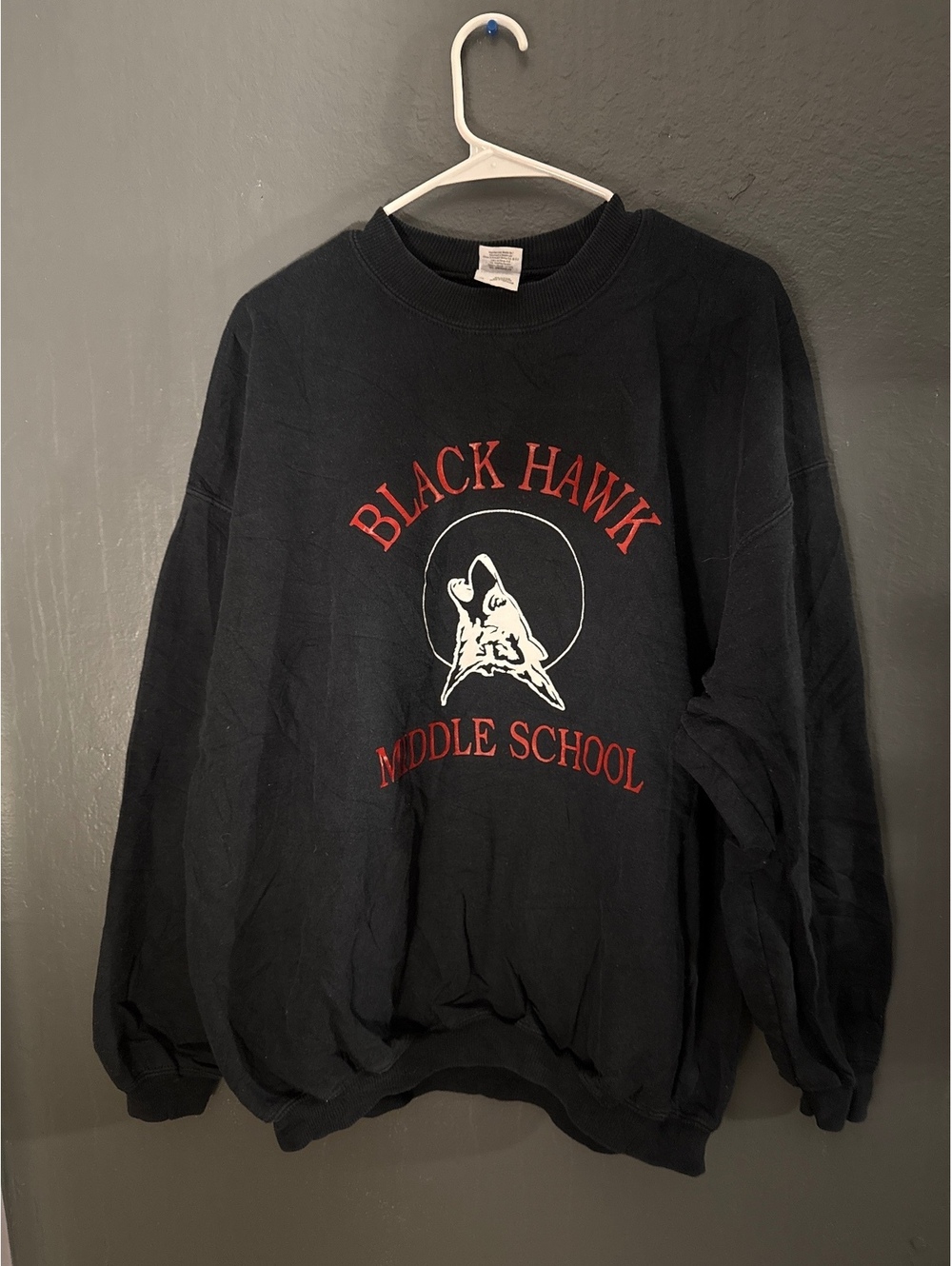Gildan Black Hawk Middle School Black Crewneck Sweatshirt XL